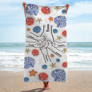 Un été merveilleux avec grand-mère - Serviette de plage personnalisée pour la famille - Cadeau de vacances d'été pour grand-mère