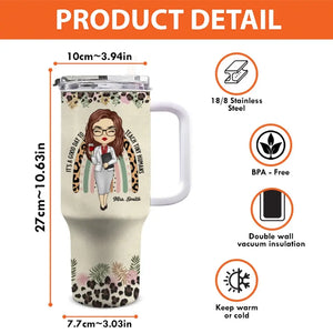 Enseigner, c'est toucher une vie pour toujours - Gobelet personnalisé en acier inoxydable de 40 oz avec poignée - Cadeau pour enseignant