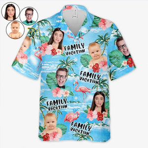 Photo personnalisée « Nous sommes prêts pour notre voyage en famille » - T-shirt hawaïen tropical unisexe personnalisé pour la famille - Cadeau de vacances d'été pour les membres de la famille