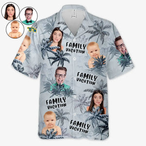 Photo personnalisée « Nous apprécions chaque instant » - Chemise hawaïenne tropicale unisexe personnalisée pour la famille - Cadeau de vacances d'été pour les membres de la famille