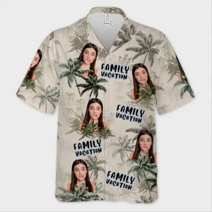 Photo personnalisée « Nous apprécions chaque instant » - Chemise hawaïenne tropicale unisexe personnalisée pour la famille - Cadeau de vacances d'été pour les membres de la famille