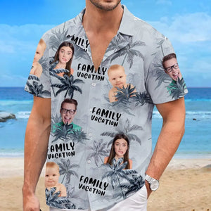 Photo personnalisée « Nous apprécions chaque instant » - Chemise hawaïenne tropicale unisexe personnalisée pour la famille - Cadeau de vacances d'été pour les membres de la famille