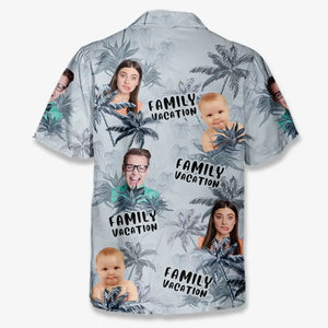 Photo personnalisée « Nous apprécions chaque instant » - Chemise hawaïenne tropicale unisexe personnalisée pour la famille - Cadeau de vacances d'été pour les membres de la famille