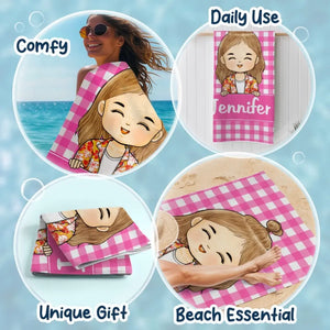 L'été, c'est le temps de la famille - Serviette de plage personnalisée pour la famille - Cadeau de vacances d'été, cadeau d'anniversaire pour les membres de la famille