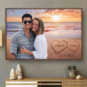 Photo personnalisée « Une vie heureuse avec toi » - Affiche horizontale personnalisée pour couple - Cadeau pour mari et femme, anniversaire