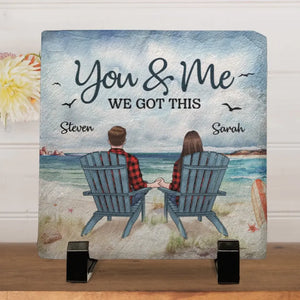 Tu es l'amour de ma vie - Pierre carrée personnalisée avec support pour couple - Cadeau pour mari et femme, anniversaire