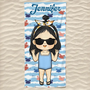 C'est l'été et l'heure de flâner - Serviette de plage personnalisée pour la famille - Cadeau de vacances d'été, cadeau de fête d'anniversaire à la piscine pour les membres de la famille
