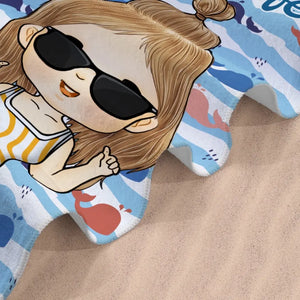 C'est l'été et l'heure de flâner - Serviette de plage personnalisée pour la famille - Cadeau de vacances d'été, cadeau de fête d'anniversaire à la piscine pour les membres de la famille