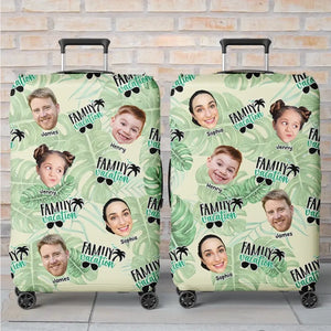 Housse de bagage personnalisée avec photo « N'oubliez pas que le bonheur est une façon de voyager » - Cadeau de vacances d'été pour les membres de la famille