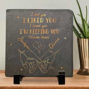 Tu fais sourire mon cœur ! Pierre carrée personnalisée avec support pour couple ; cadeau pour mari et femme, anniversaire