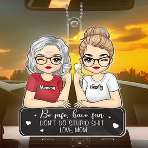 Conduisez prudemment et amusez-vous ! Décoration de voiture personnalisée pour la famille - Acrylique en forme personnalisée - Cadeau pour maman, fille, fils