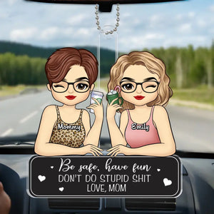 Conduisez prudemment et amusez-vous ! Décoration de voiture personnalisée pour la famille - Acrylique en forme personnalisée - Cadeau pour maman, fille, fils