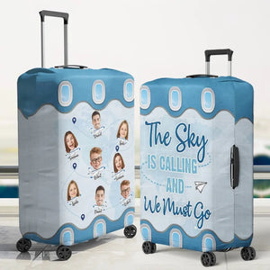 Housse de bagage personnalisée avec photos côte à côte, à la découverte du monde - Cadeau de vacances d'été pour les membres de la famille