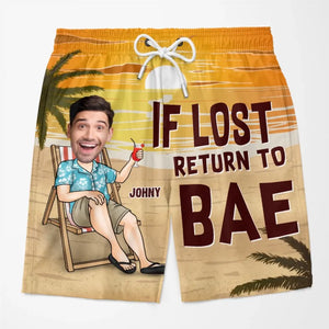 Photo personnalisée « Je suis mon chéri » - Short de plage hawaïen tropical personnalisé et amusant pour couple - Cadeau de vacances d'été, cadeau de fête d'anniversaire pour mari et femme