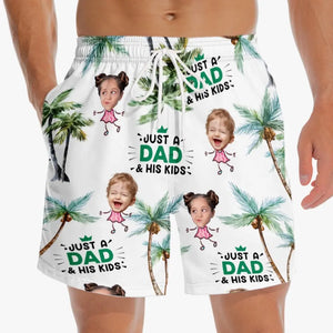 Photo personnalisée juste un père et sa fille - Short de plage hawaïen tropical personnalisé pour hommes - Cadeau de vacances d'été pour papa et grand-père