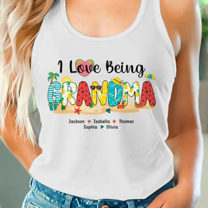 J'adore être grand-mère - Débardeur dos nageur personnalisé pour la famille - Cadeau pour maman et grand-mère