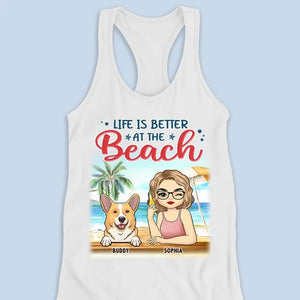 La vie est meilleure à la plage - Débardeur dos nageur personnalisé pour chien - Cadeau pour les propriétaires et les amoureux des animaux