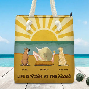 La vie est meilleure à la plage ! Sac de plage personnalisé pour chien ! Cadeau de vacances d'été pour les propriétaires et les amoureux des animaux.