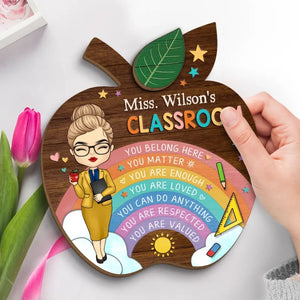 Bienvenue dans ma classe - Plaque en bois personnalisée à 2 couches avec support pour enseignant - Cadeau pour enseignant