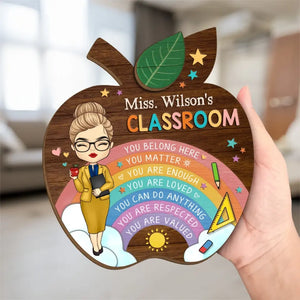 Bienvenue dans ma classe - Plaque en bois personnalisée à 2 couches avec support pour enseignant - Cadeau pour enseignant