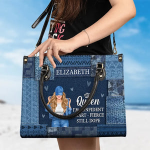 Sac à main en cuir personnalisé « Queen I'm Confident » - Cadeau pour meilleures amies, meilleures amies, sœurs