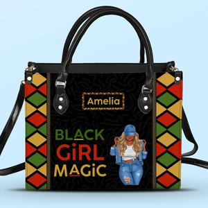 Sac à main en cuir personnalisé « Power of Black Girl » - Cadeau pour meilleures amies, meilleures amies et sœurs