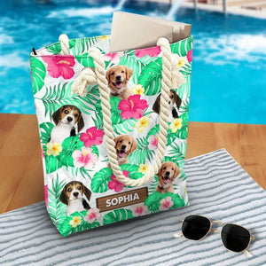 Sac de plage personnalisé avec photo « La vie est meilleure à la plage » - Cadeau de vacances d'été pour les propriétaires et les amoureux des animaux
