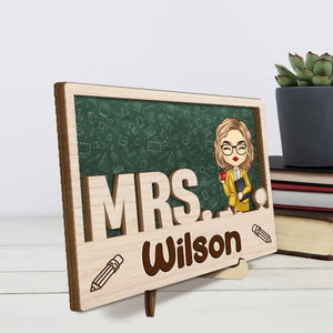 Bienvenue dans ma classe - Plaque en bois personnalisée à 2 couches avec support pour enseignant - Cadeau pour enseignant