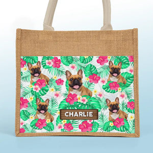 Sac fourre-tout personnalisé avec photo « La vie est meilleure à la plage » - Sacs fourre-tout personnalisés pour chiens et chats, sacs fourre-tout en jute, sacs de plage - Cadeau pour propriétaires et amoureux des animaux