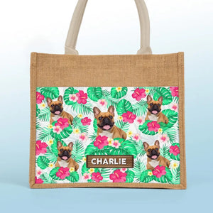 Sac fourre-tout personnalisé avec photo « La vie est meilleure à la plage » - Sacs fourre-tout personnalisés pour chiens et chats, sacs fourre-tout en jute, sacs de plage - Cadeau pour propriétaires et amoureux des animaux