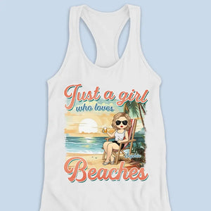 Juste une fille qui aime l'été - Débardeur dos nageur personnalisé Bestie - Cadeau pour meilleures amies, meilleures amies, sœurs