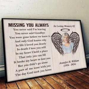 Tu n'as jamais dit au revoir - Affiche horizontale personnalisée commémorative - Cadeau de condoléances pour les membres de la famille