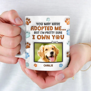 Mug personnalisé avec photo « Les chiens ne me mordent jamais, seulement les humains » - Mug personnalisé avec effet gonflé 3D pour chien et chat - Cadeau pour les propriétaires et les amoureux des animaux