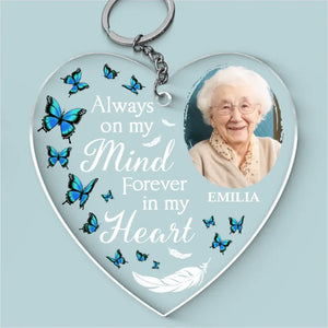 Photo personnalisée Votre souvenir est une lumière pour nous guider - Porte-clés en acrylique personnalisé en forme de mémorial - Cadeau de condoléances pour les membres de la famille