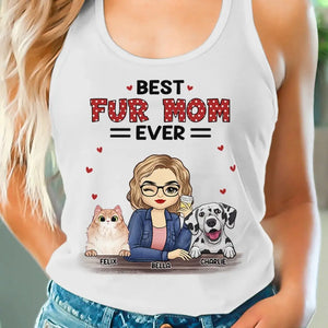 Meilleure maman à fourrure de tous les temps - Débardeur dos nageur personnalisé pour chien et chat - Cadeau pour propriétaires et amoureux des animaux