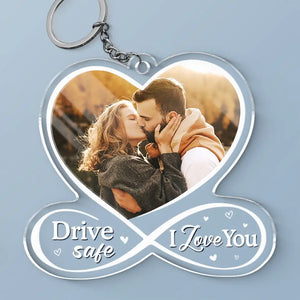 Porte-clés photo personnalisé « L'amour est un voyage avec toi » en acrylique personnalisé pour couple – Cadeau pour mari et femme, anniversaire
