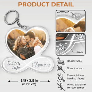 Porte-clés photo personnalisé « L'amour est un voyage avec toi » en acrylique personnalisé pour couple – Cadeau pour mari et femme, anniversaire