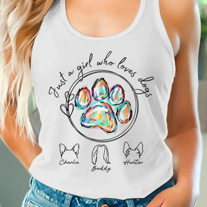 Juste une fille qui aime les animaux - Débardeur et t-shirt dos nageur personnalisé pour chien et chat - Cadeau de vacances d'été pour les propriétaires et les amoureux des animaux