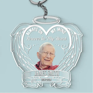 Porte-clés personnalisé en acrylique « Forever In My Heart » - Cadeau de condoléances pour les membres de la famille