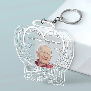 Porte-clés personnalisé en acrylique « Forever In My Heart » - Cadeau de condoléances pour les membres de la famille