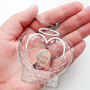 Porte-clés personnalisé en acrylique « Forever In My Heart » - Cadeau de condoléances pour les membres de la famille