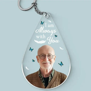 Porte-clés photo personnalisé en acrylique représentant un ange d'en haut, veille sur moi avec amour ! Cadeau de condoléances pour les membres de la famille
