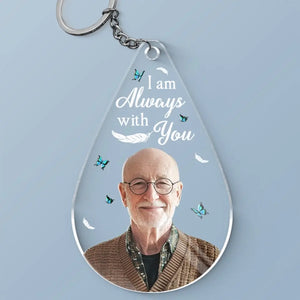 Porte-clés photo personnalisé en acrylique représentant un ange d'en haut, veille sur moi avec amour ! Cadeau de condoléances pour les membres de la famille