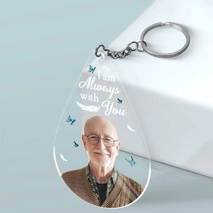 Porte-clés photo personnalisé en acrylique représentant un ange d'en haut, veille sur moi avec amour ! Cadeau de condoléances pour les membres de la famille