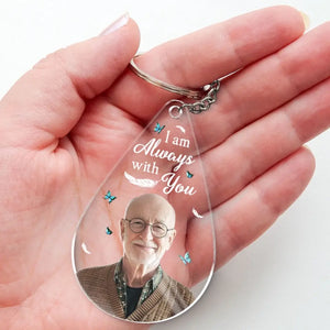 Porte-clés photo personnalisé en acrylique représentant un ange d'en haut, veille sur moi avec amour ! Cadeau de condoléances pour les membres de la famille