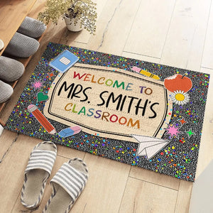 Bienvenue dans la zone d'apprentissage - Tapis décoratif personnalisé pour la maison - Cadeau de pendaison de crémaillère pour enseignant