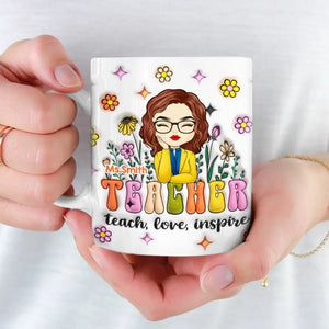 Un enseignant aide les petits esprits à grandir - Mug personnalisé avec effet gonflable 3D - Cadeau pour enseignant