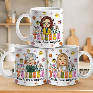 Un enseignant aide les petits esprits à grandir - Mug personnalisé avec effet gonflable 3D - Cadeau pour enseignant