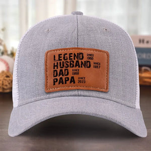 Mon père légendaire - Chapeau personnalisé en cuir avec patch - Cadeau pour papa et grand-père