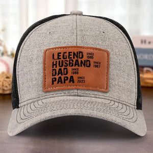 Mon père légendaire - Chapeau personnalisé en cuir avec patch - Cadeau pour papa et grand-père
